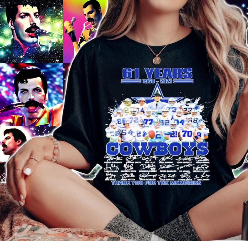 61 years 19602-2021 Dallas Cowboys signatures t-shirt