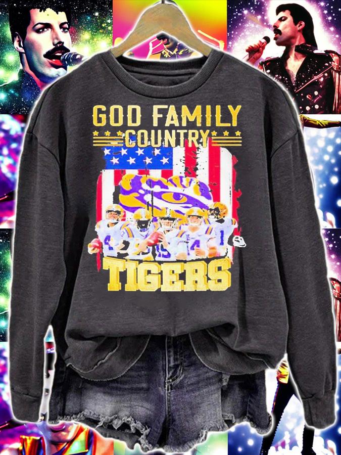 God family country LSU Tigers American flag T-shirt sweatshirt
