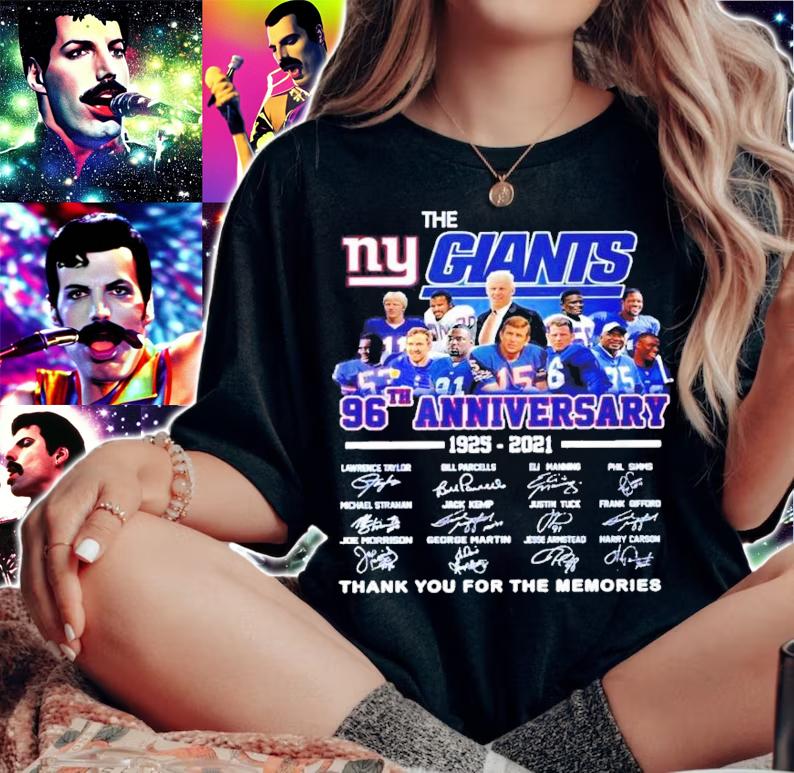 The New York Giants 96th anniversary 1925-2021 signatures shirt