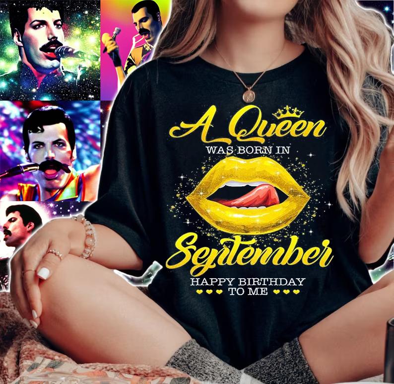 Womens A Queen Was Born In September Happy Birthday To Me Sexy Lips Wom T-Shirt woman shirt