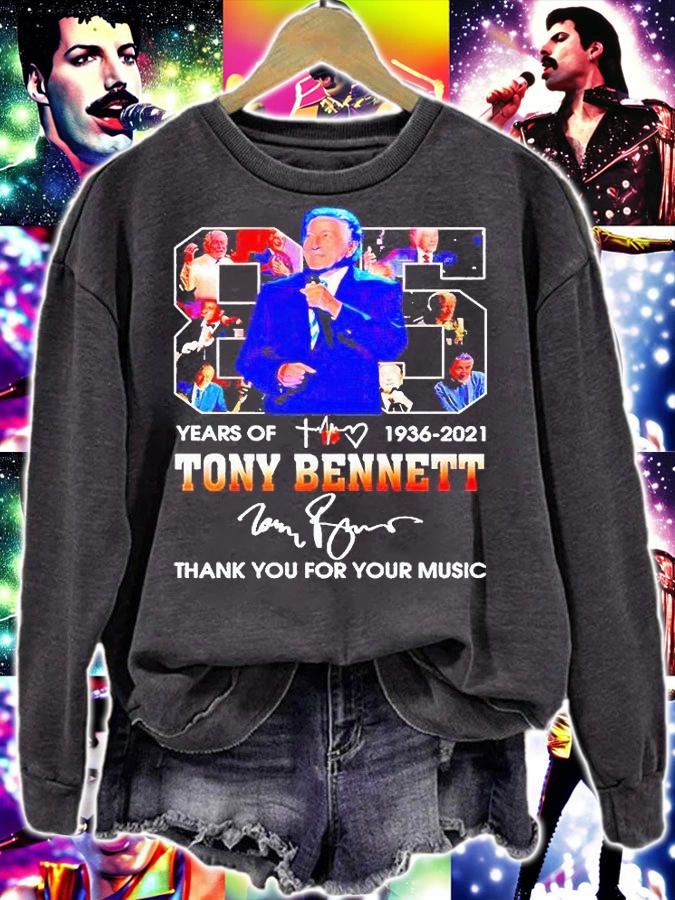 85 years of 1936-2021 Tony Bennett thank You for your music signature T-shirt sweatshirt