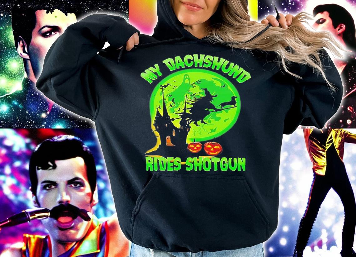 My Dachshund Rides Shotgun T-shirt - Halloween Witch Dachshund Gift, Halloween Gift For Dog Lover, Dog Owner