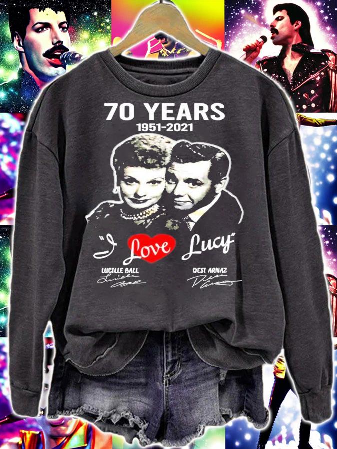 70 years 1951-2021 I love Lucy Lucille Ball Desi Arnaz signatures shirt sweatshirt