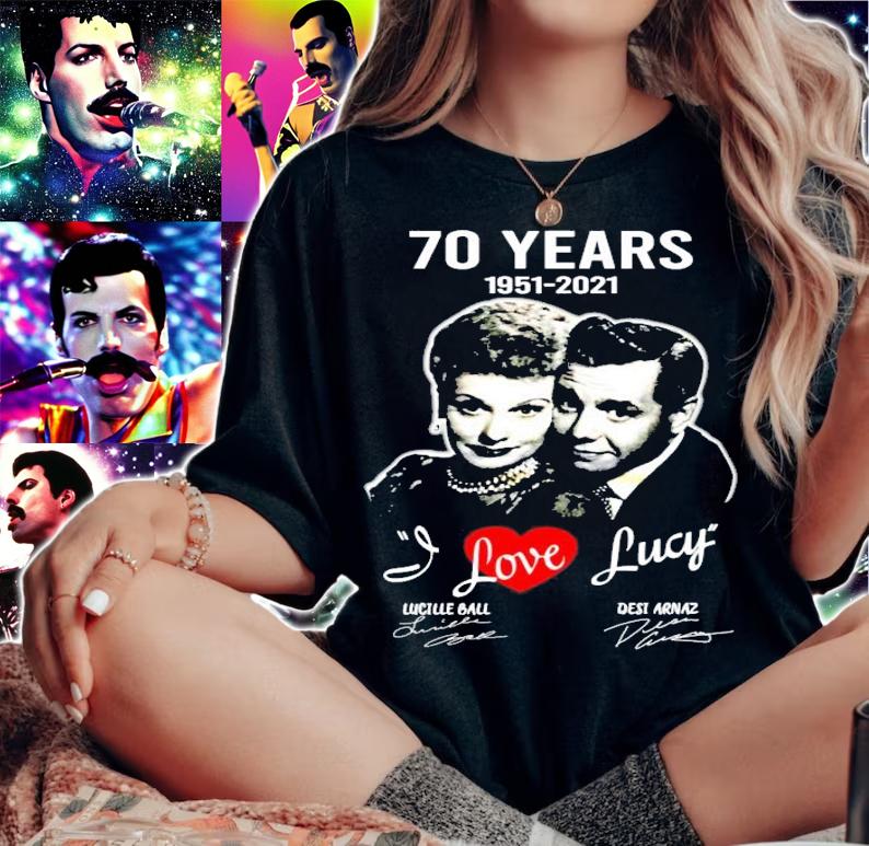 70 years 1951-2021 I love Lucy Lucille Ball Desi Arnaz signatures shirt woman shirt