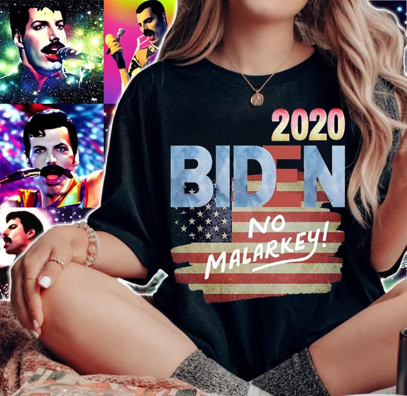 Biden 2020 No Malarkey USA Flag T-shirt woman shirt