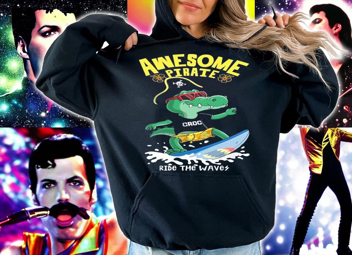 Dinosaur Awesome pirate ride the wave shirt hoodie