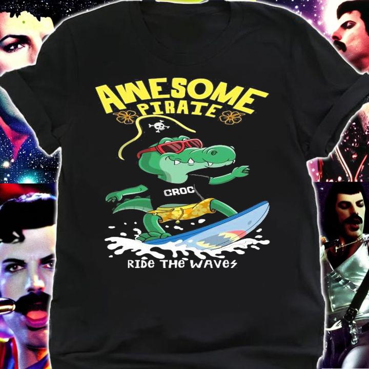 Dinosaur Awesome pirate ride the wave shirt shirt
