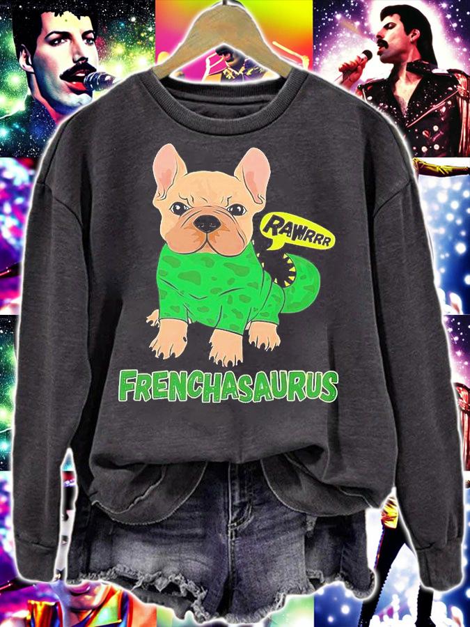 Dinosaur Frenchie Rawrrr T-Shirt - Frenchasaurus dog, halloween gift, french bulldog, Frenchie mom T-shirt