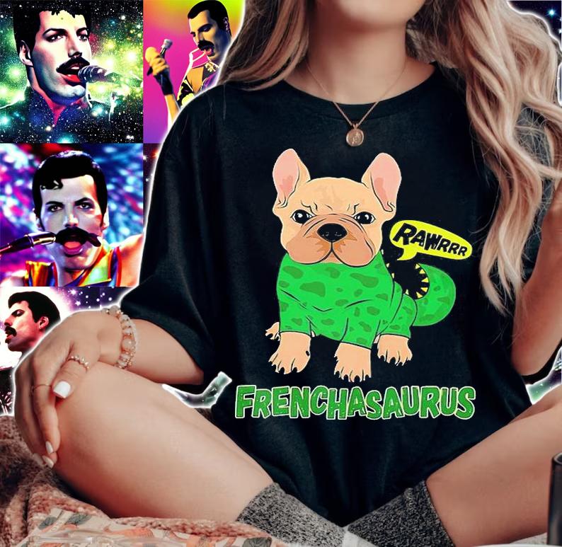 Dinosaur Frenchie Rawrrr T-Shirt - Frenchasaurus dog, halloween gift, french bulldog, Frenchie mom T-shirt