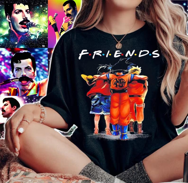 Friends Luffy Son Goku and Naruto shirt woman shirt