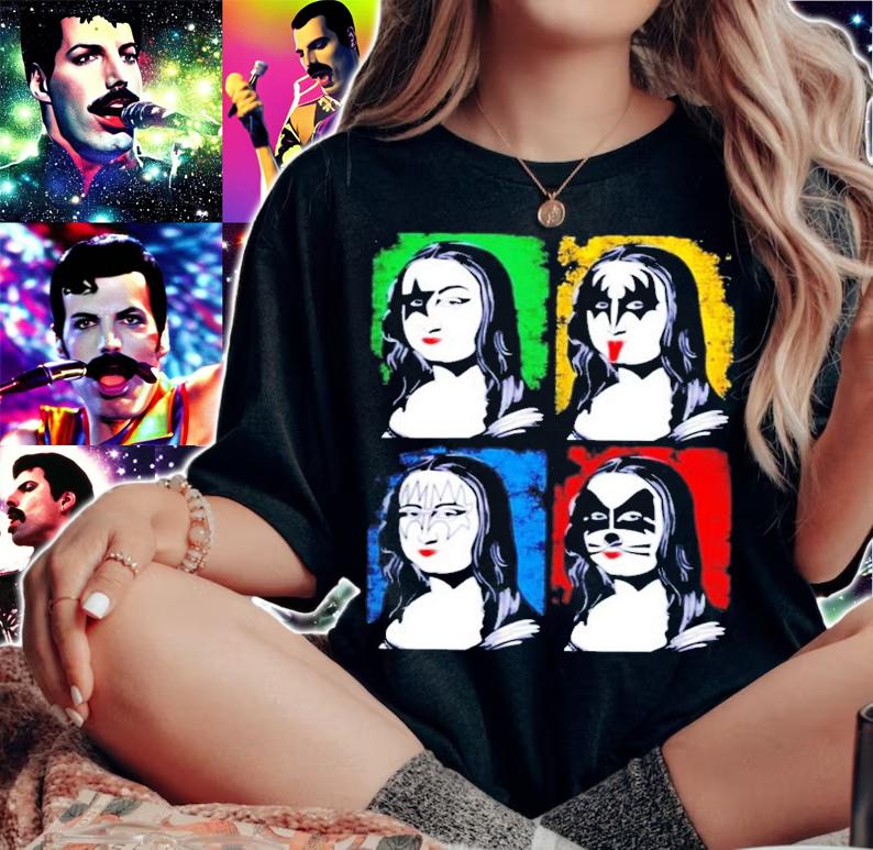 Mona Lisa Mona Kissa Rock Parody shirt