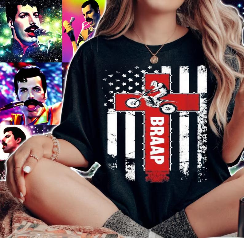Motocross American flag Braap shirt woman shirt