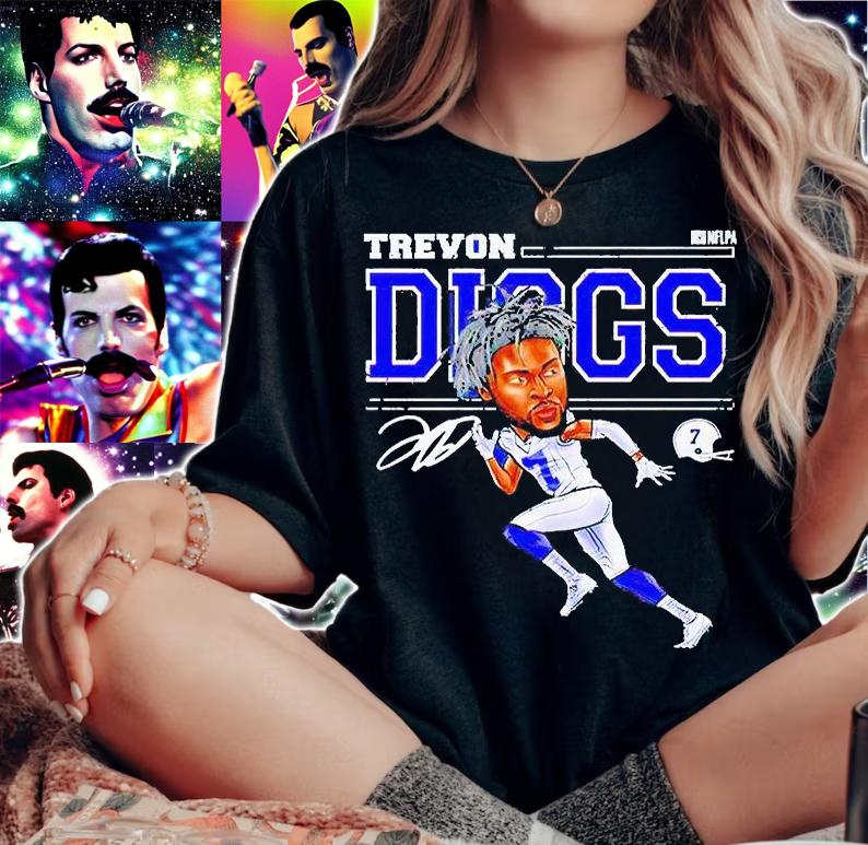 Trevon Diggs cartoon Dallas Football signature T-shirt