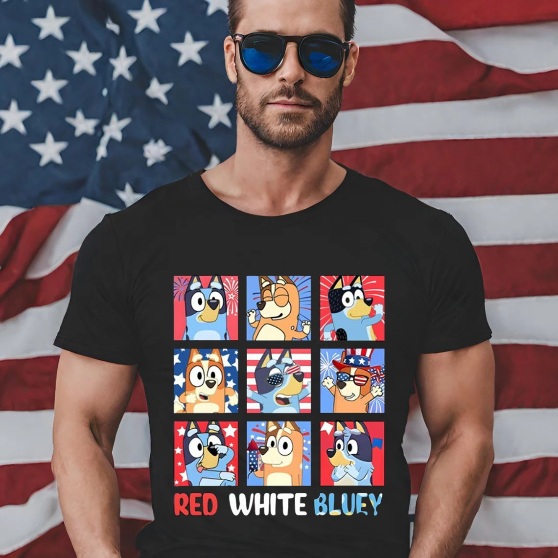 Bluey Family 4th Of July Red White And Bluey Shirt American Flag Independence Day
