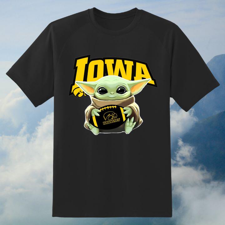Get Your Star Wars Baby Yoda Iowa Hawkeyes Football T-Shirt Now!