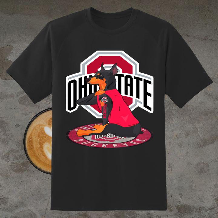 Dobermann Dog Ohio State Buckeyes Tattoo T-Shirt Fan Style