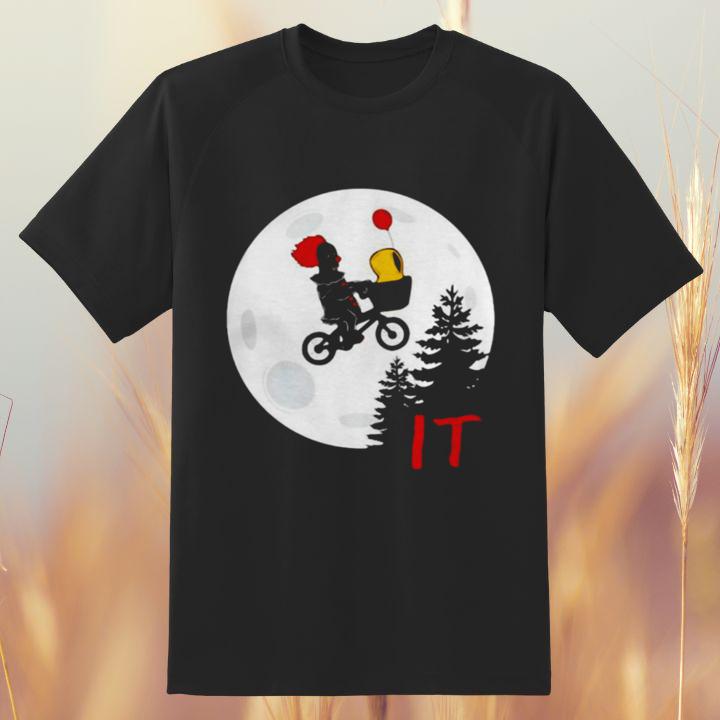 Spooky Pennywise Bike Ride T-Shirt - Halloween Moon Fly Tee