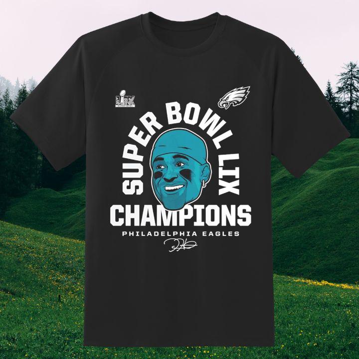 Jalen Hurts Super Bowl LIX Champions Philadelphia Eagles Signed T-Shirt