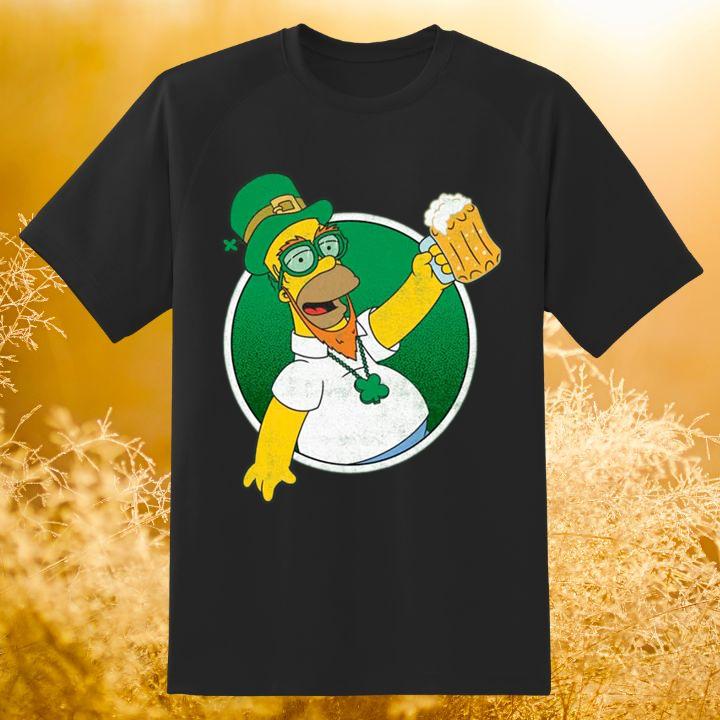 Leprechaun Homer Simpson Hold Beer Mug St Patricks Day Shirt