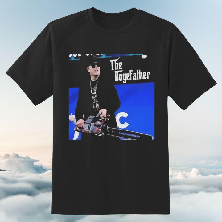 Elon Musk The Dogfather Chainsaw Meme Graphic T-Shirt