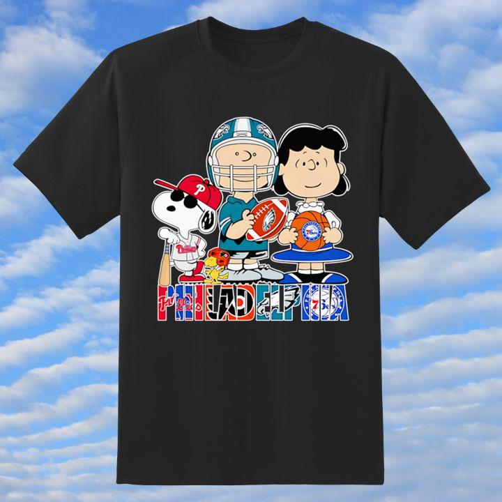 The Peanuts Snoopy Woodstock Charlie Lucy Philadelphia Sports T-Shirt