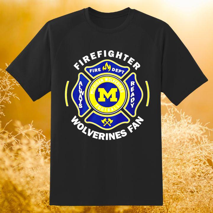 Fire Dept Michigan Wolverines Logo Football Firefighter T-Shirt