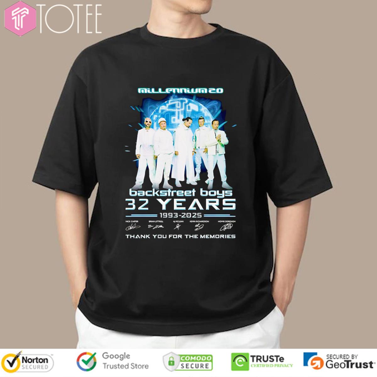 32 Years 1993-2025 Backstreet Boys Millennium 2.0 Signatures T-Shirt
