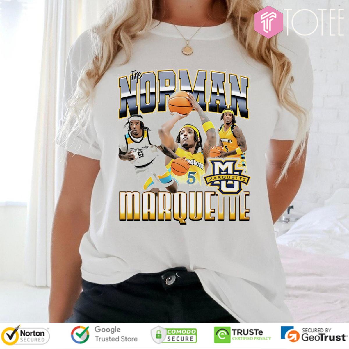 Tre Norman Marquette Golden Eagles Basketball T-Shirt
