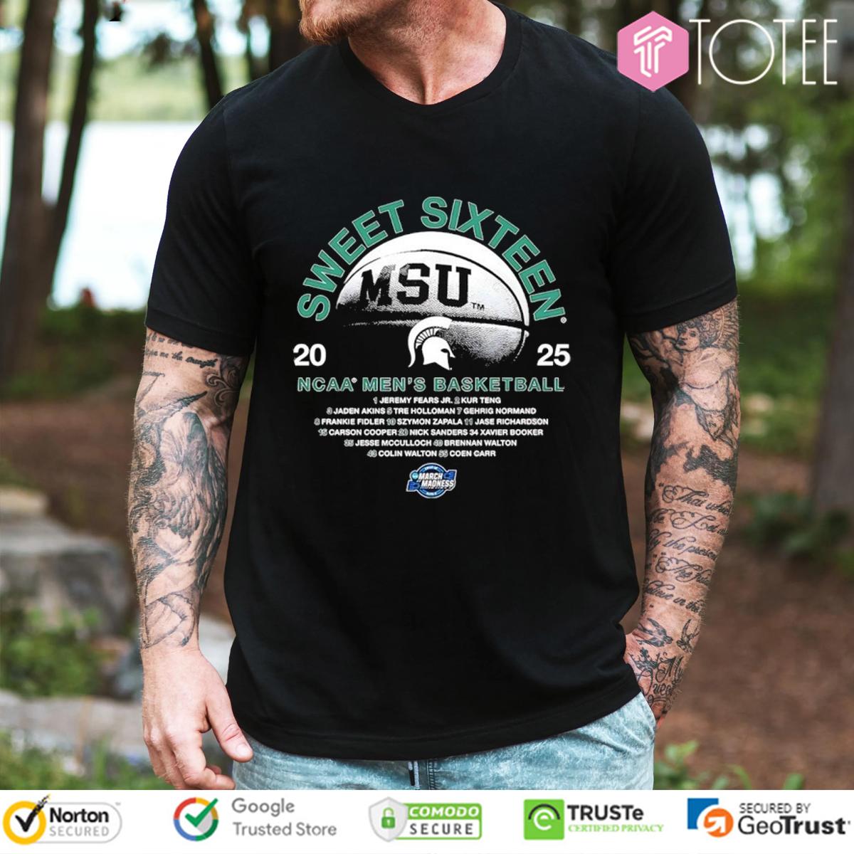 Michigan State Spartans Sweet Sixteen 2025 NCAA Men's Basketball Championship Shirt