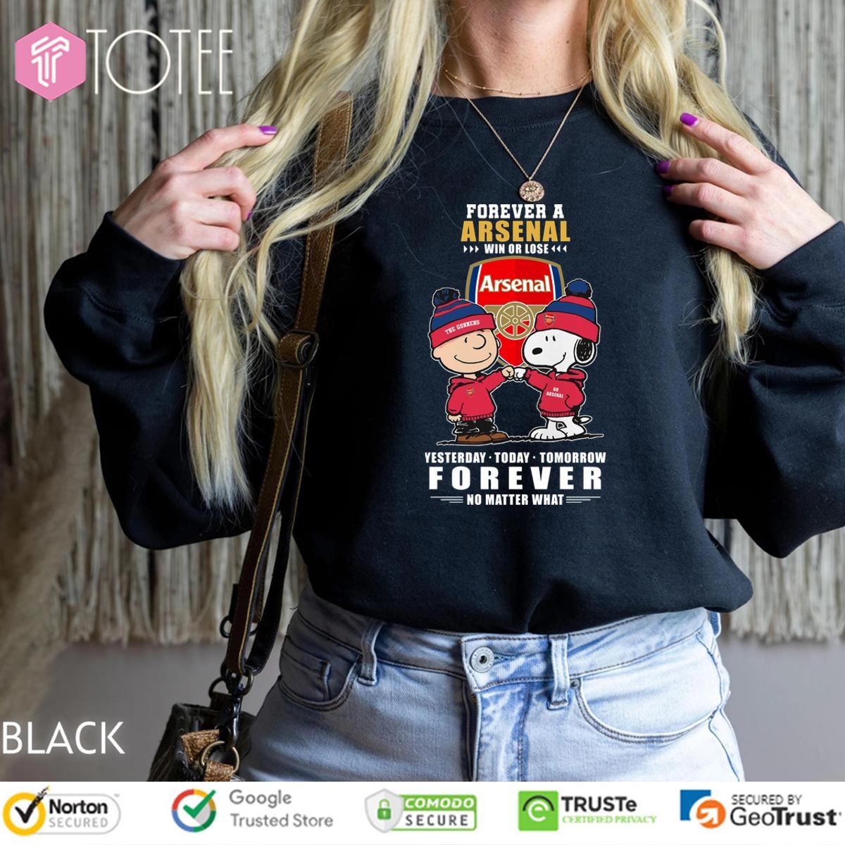 Snoopy X Charlie Brown Forever A Arsenal F.C. Win Or Lose No Matter What Sweatshirt